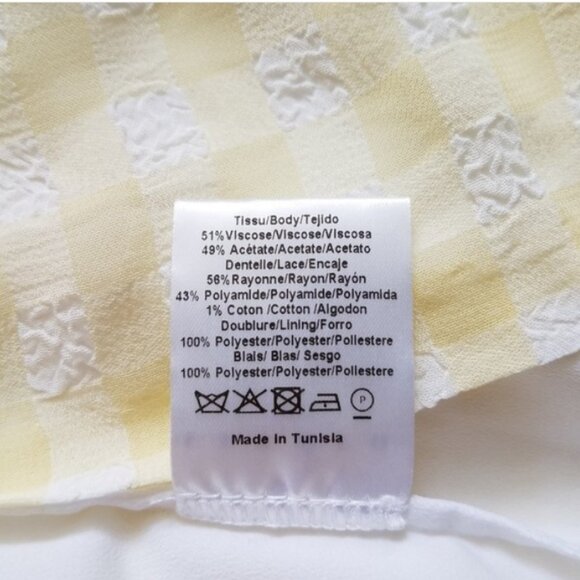 Sandro Paris Light Yellow Gingham Lace Top, 1/S - Picture 6 of 7